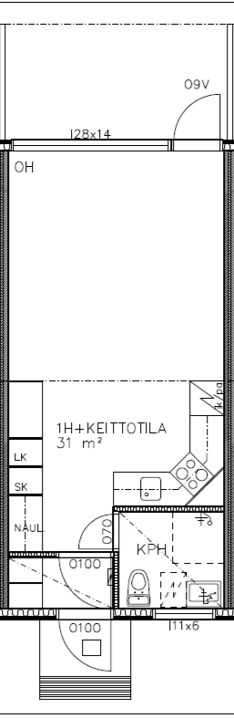 1h + keittotila 31m2